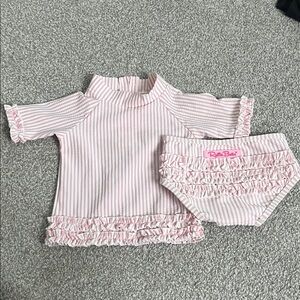 Ruffle Butts Pink Stripe Swim Set -